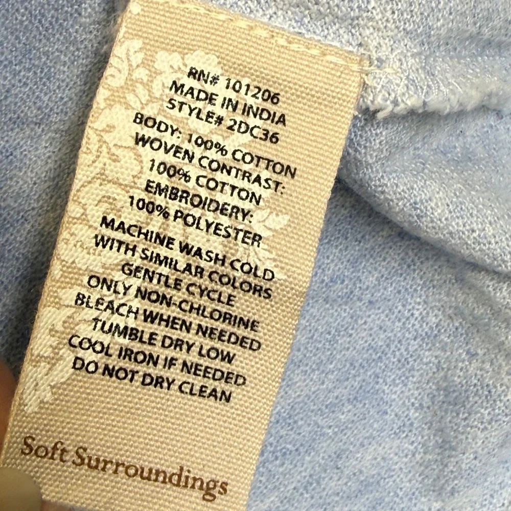 Soft Surroundings Blue Cotton Eyelet Lace Scalloped‎ A-Line Tank Dress XS 2DC36